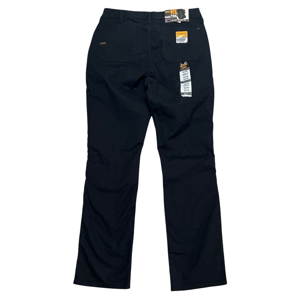 Ariat Rebar M4 Relaxed Straight Leg Work Pants Mens 34x36 Black Double Front NEW - Picture 4 of 7